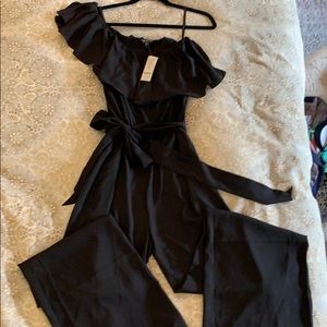 Ruffle one shoulder jump suit